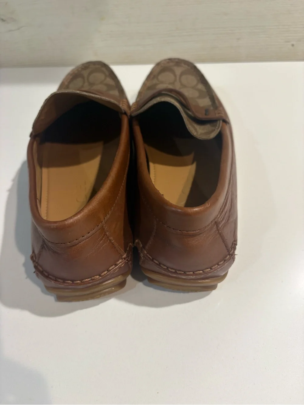 Coach Men's Tan/Brown Signature Canvas & Leather Penny Loafers